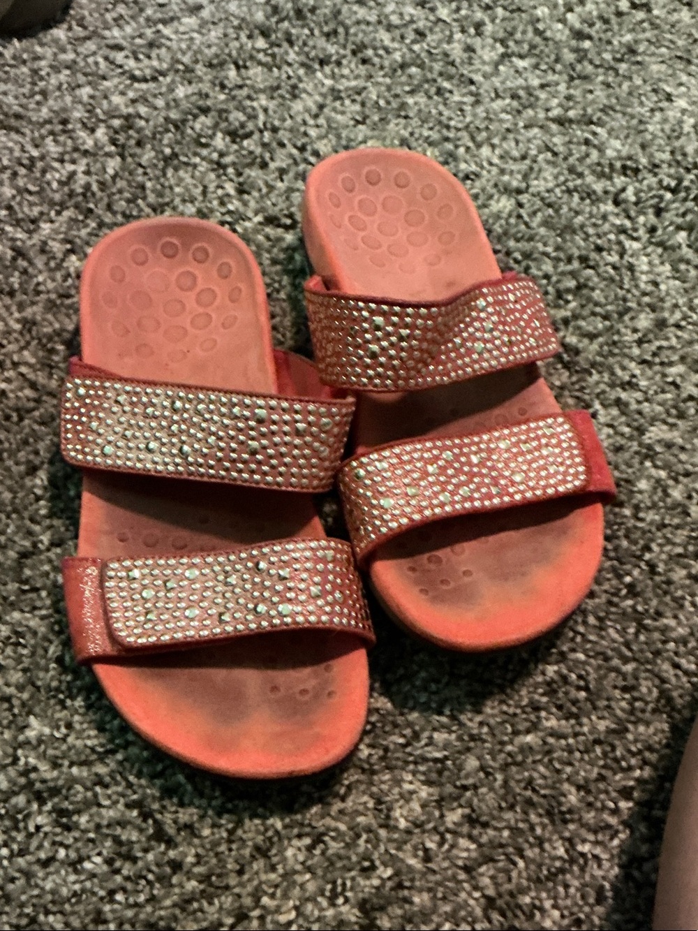 Vionic Girls' Coral Slide Sandals with Rhinestone Double Straps